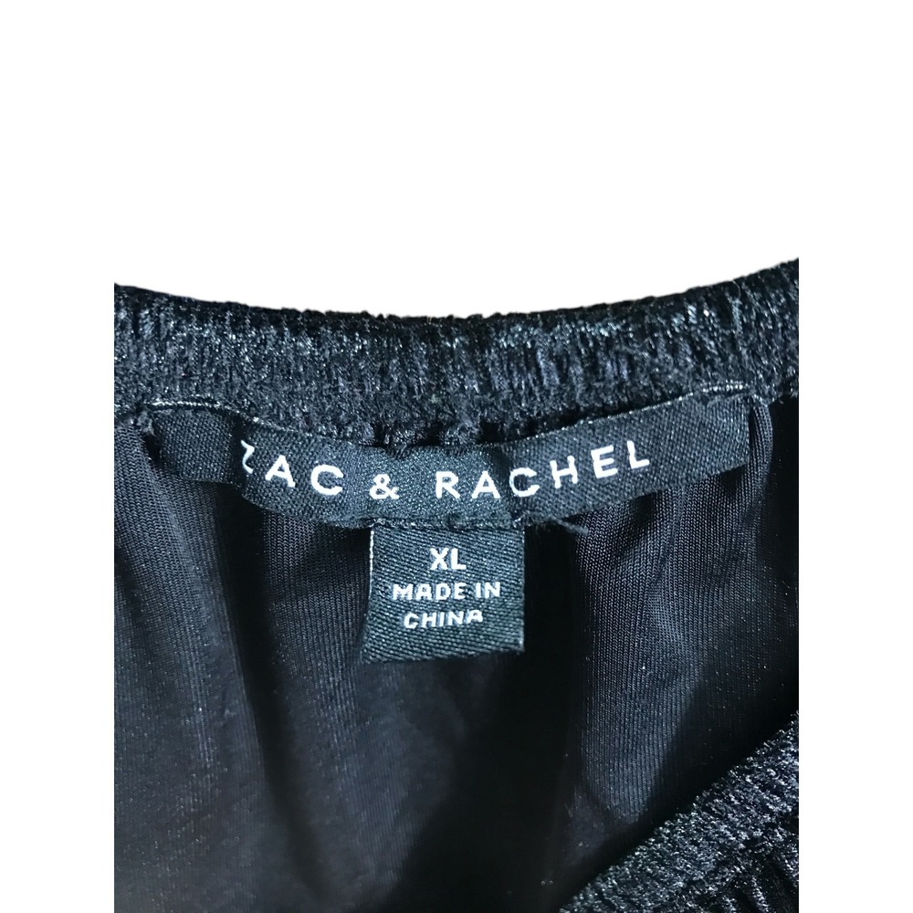 Zac & Rachel Black Velour elastic at Neckline 3/4 Length Sleeve - Picture 3 of 4